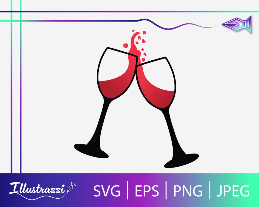 Red Wine Glasses Clinking SVG Wine Glass Clipart Wine Lovers Gift