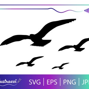 Vliegende vogels silhouet SVG | Zwerm vogels digitale download clipart | Digitale kunstafdruk vogelsilhouet | Vliegende vogel snijbestand Cricut