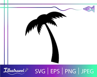 Palmboom silhouet SVG, palmboom Cricut gesneden bestand, digitale strand vakantie palmboom PNG om af te drukken, T-shirts, vinyl, stickers, tuimelaars