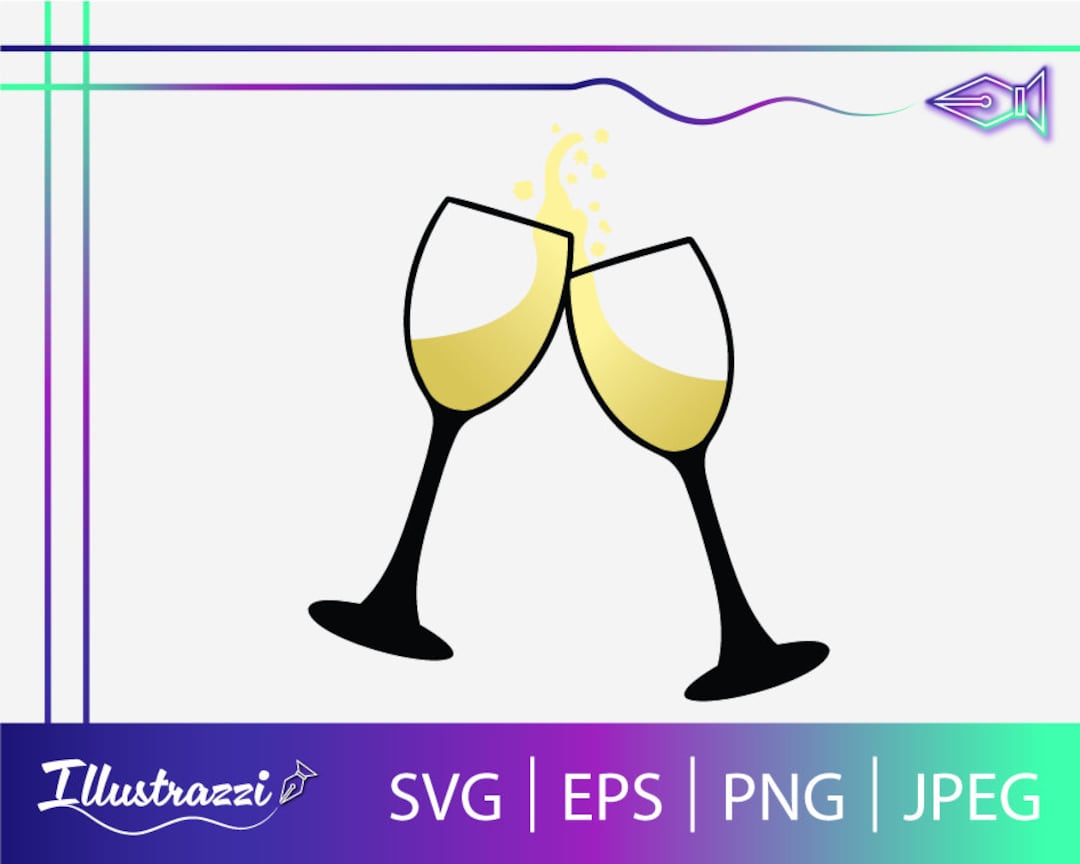 White Wine Glasses Clinking SVG Wine Glass Clipart Wine Lovers Gift ...