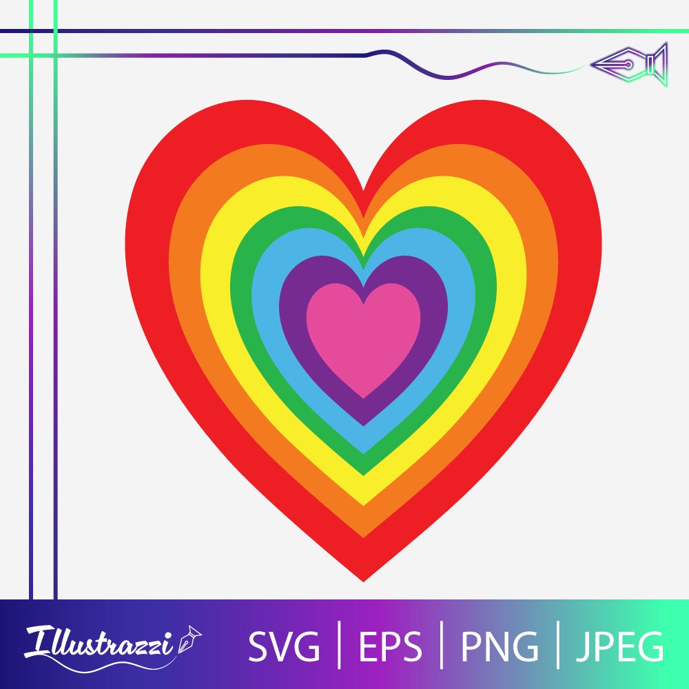 Rainbow Pride Hearts SVG File Bundle Digital Download - Pride Month ...