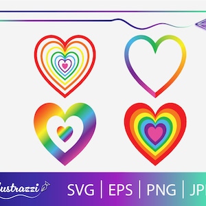 Pride Valentines Day Rainbow Hearts SVG Bundle, Pride Hearts Clip Art, Rainbow Pride Hearts Art Digital Print, Cadeaux de fierté de la Saint-Valentin