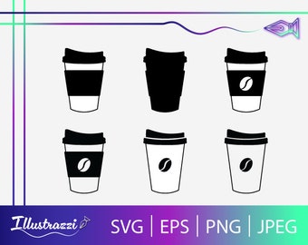 B&W Coffee To-Go Cup SVG Bundle | Coffee Cup Clipart Bundle | Coffee Lover’s Gift