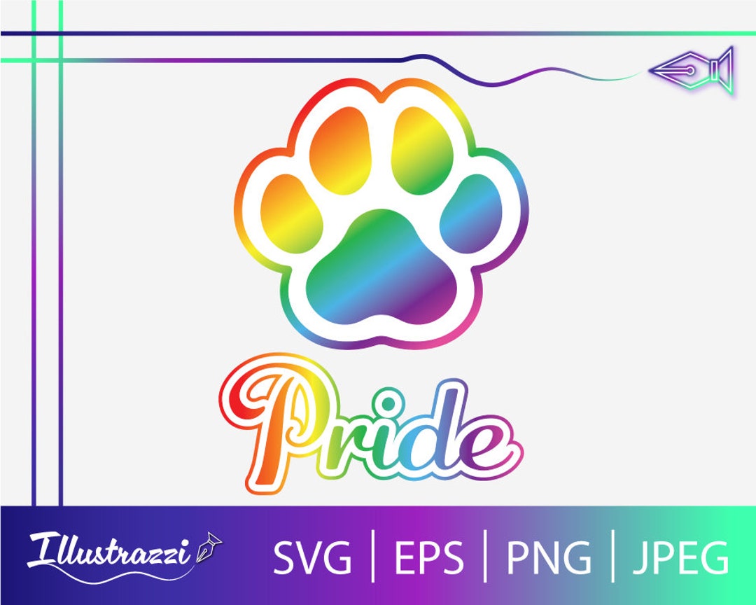 LGBTQ Puppy Pride Rainbow Paw Print SVG Pup / Gay Pride Clip Art for