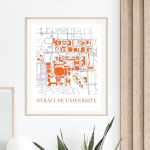 Carte de l'université de Syracuse, cadeaux de l'université de syracuse, cadeaux de remise des diplômes de l'université de syracuse, carte du campus de l'université de syracuse, syracuse new york