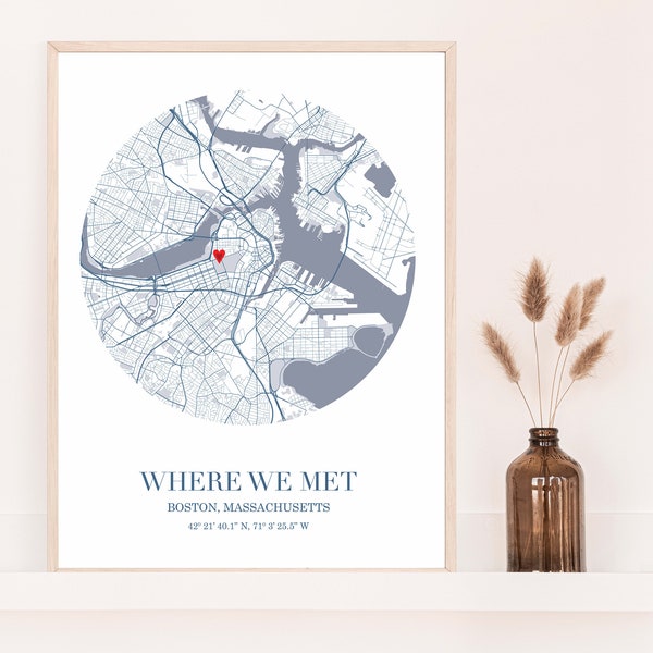 Custom Map Gifts | Map Gifts for Him | First Date Map Gift | Unique Map Gifts | Personalized Travel Map Gifts, First Date | Where We Met Map