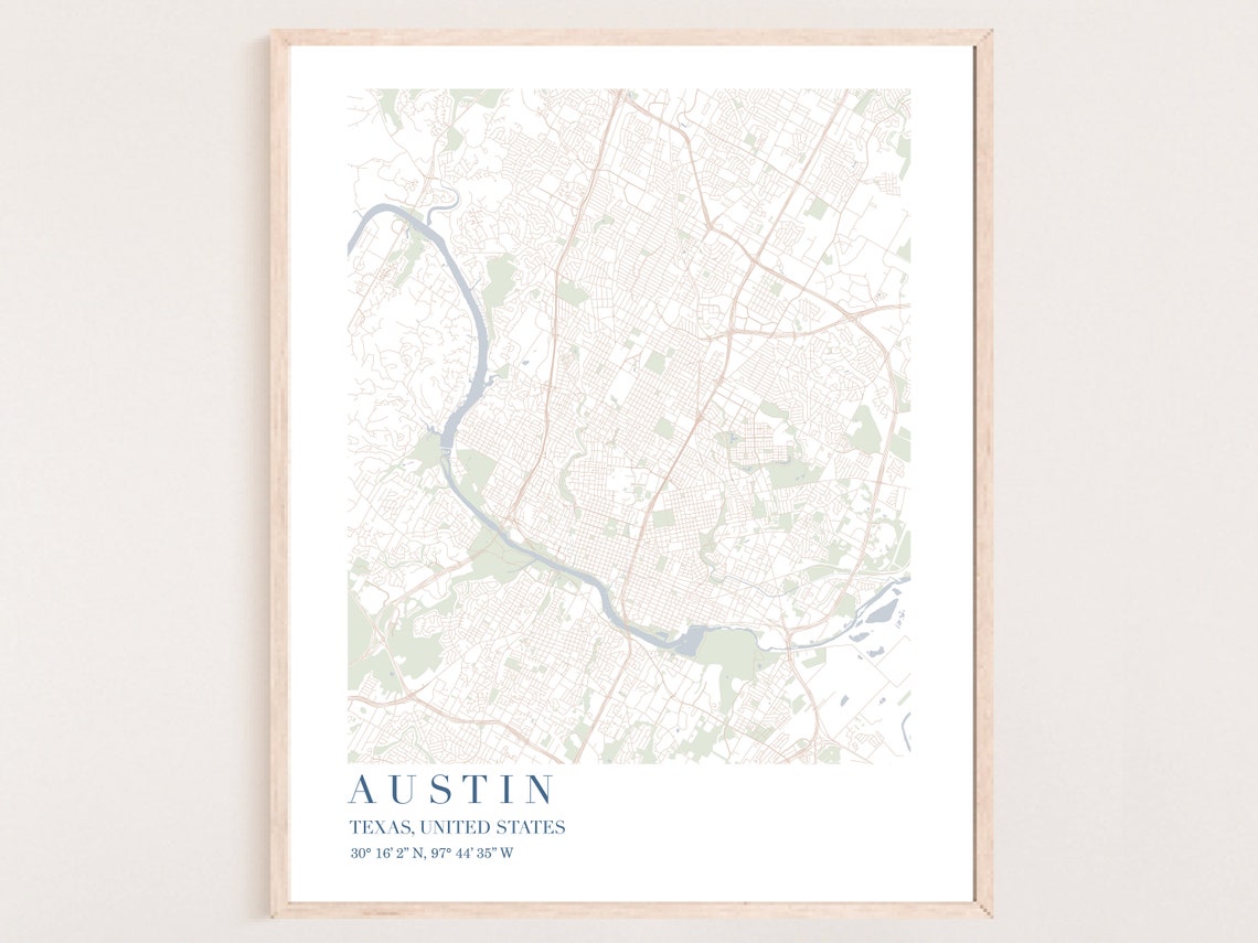 Map of Austin | Austin Texas | Austin Texas Print | Austin | Austin ...