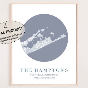 The Hamptons print, The Hamptons wall art, map of The Hamptons New York, new york map, The Hamptons new york, east hampton map print poster