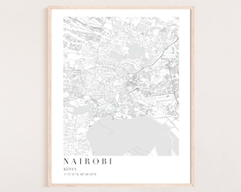 Karta över Kenya | Nairobi Kenya | Kenya Afrika | Karta över Nairobi | Nairobi-konst | Utskrift av karta över Nairobi | Utskrift av karta över Nairobi | Reseaffisch för Kenya