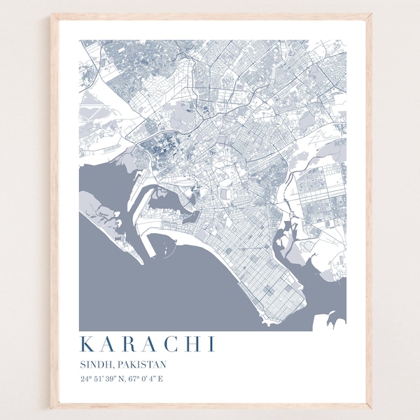 Karachi Map | Pakistan Poster | Print Karachi | Karachi Wall Art | Karachi Art | Karachi Poster | Karachi Map | Karachi Road Map | Pakistan