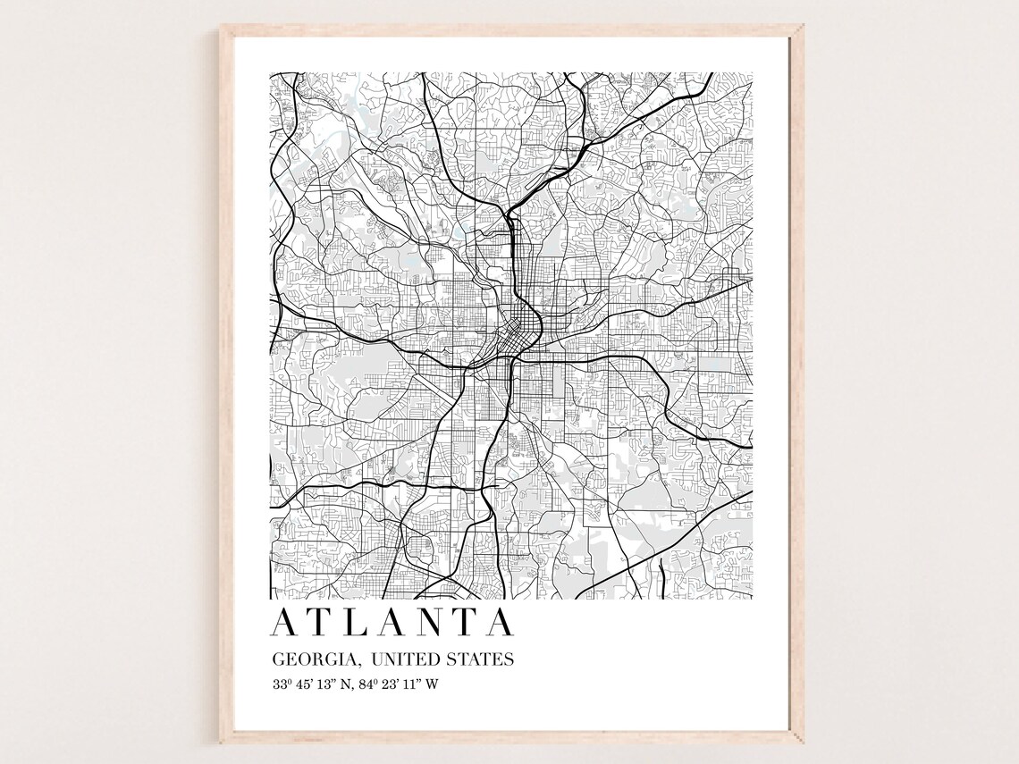 Atlanta Map Print Atlanta Map Art Atlanta City Map - Etsy