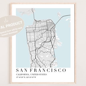 San Francisco Printable Map | Map San Francisco | Map San Francisco Map Neighborhoods | High Resolution Map San Francisco Map | Digital SF