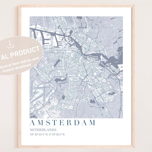 Amsterdam Digital Print, Amsterdam Poster, Amsterdam Map, Amsterdam Art, Amsterdam Map Print, Kaart van Amsterdam in Europa, Nederland Kaart