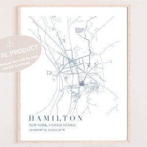 Hamilton New York kaart digitaal afdrukbaar, kaart van Hamilton New York, colgate universiteitskaart, colgate universiteitscampus kaart pdf