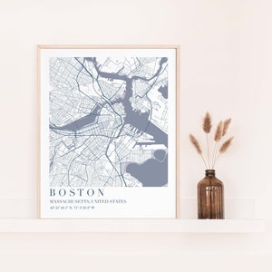Descarga digital del mapa de Boston / Descarga del mapa de Boston / Cartel de Boston MA / Descarga digital de Boston azul marino / Mapa de Boston Imprimir mapa descargable
