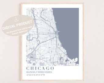 Chicago Map Download | Digital Download | Chicago Map Print | Chicago Map Art | Chicago Map Poster | Chicago Illinois Map | Chicago Art