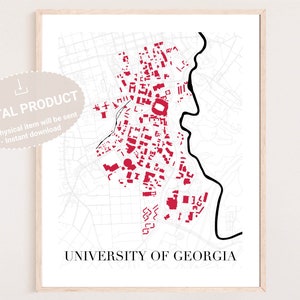 Art du campus UGA, téléchargement de l&#39;Université de Géorgie, décoration de dortoir UGA, cadeau UGA pour homme, cadeau de remise des diplômes Uga, impressions Athènes ga, cadeau de remise des diplômes uga