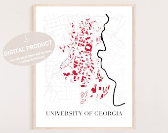 UGA Kampus Kunst, Universität von Georgia Download, UGA Wohnheim Dekor, UGA Geschenk für Männer, Uga Abschlussgeschenk, Athen Ga Drucke, Abschlussgeschenk Uga