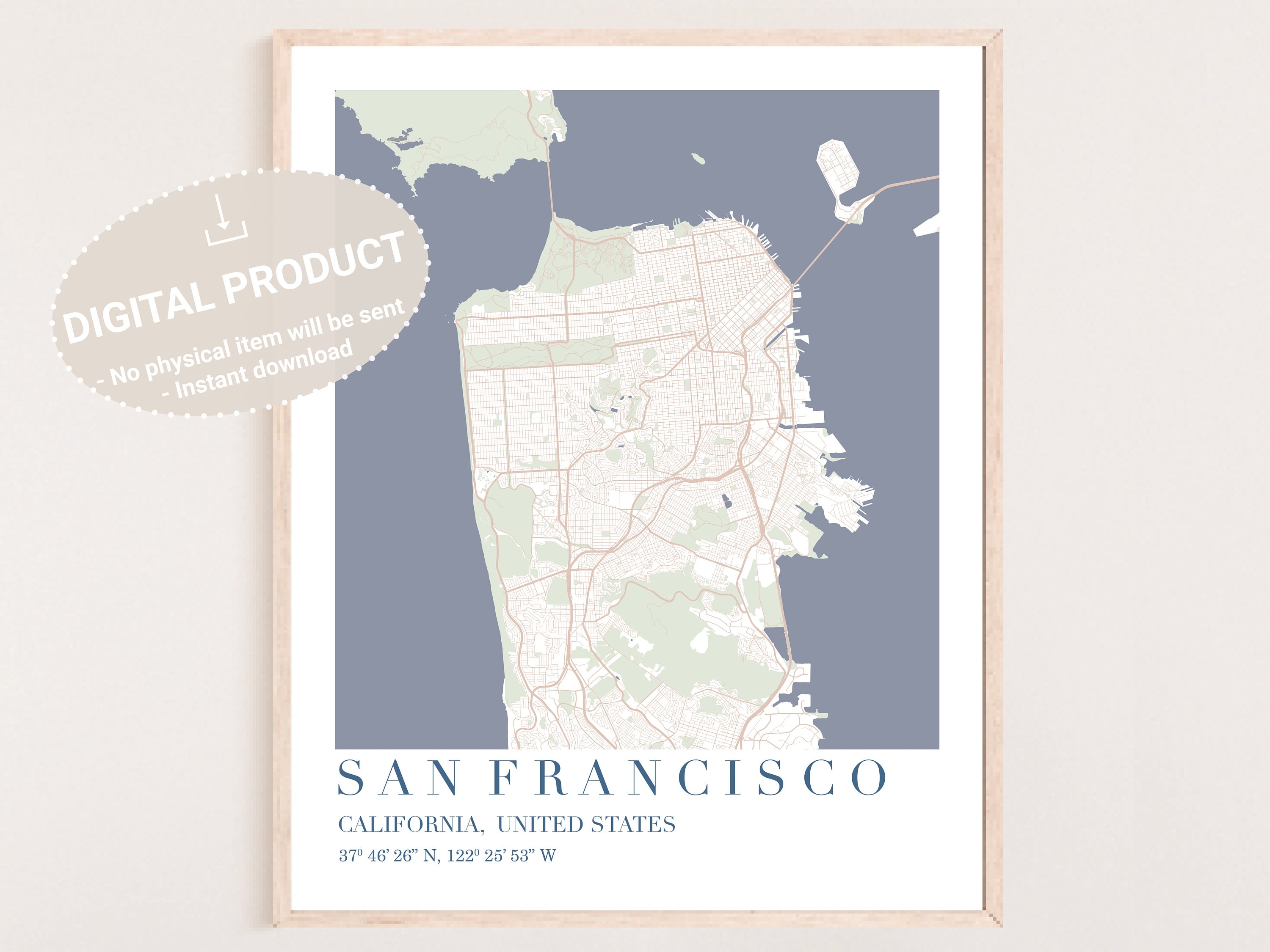 San Francisco Printable Map Map San Francisco Map San - Etsy