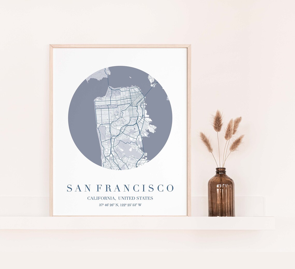 San Francisco Printable Map Map San Francisco Map San - Etsy