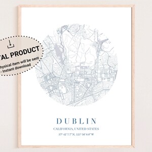 Dublin CA Map Digital Download | Dublin California Map Download | Dublin CA Poster | Dublin CA Map Digital Download | Downloadable Dublin ca