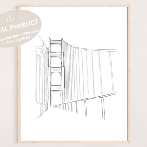Golden Gate Bridge Drawing | Golden Gate Bridge Wall Decor | Golden Gate Bridge Art Print | Golden Gate Bridge Poster | San Francisco Poster