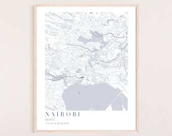 Karta över Nairobi | Karta över Kenya | Nairobi Kenya | Kenya Afrika | Karta över Nairobi | Konst över Nairobi | Karta över Nairobi utskrift | Reseaffisch för Kenya
