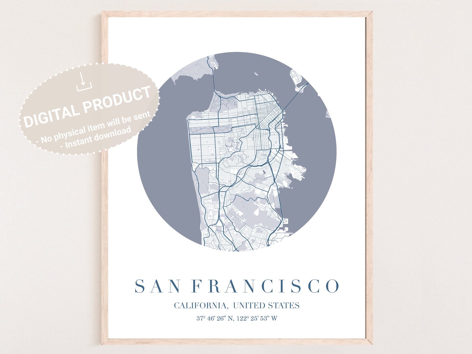 San Francisco Printable Map Map San Francisco Map San - Etsy