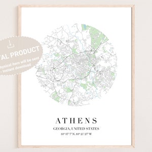 Athènes, Géorgie : carte, carte Géorgie | Plan du centre-ville d&#39;Athènes, Géorgie | Carte de Géorgie imprimable | Carte de Géorgie imprimable | Impression de la carte de l&#39;AG d&#39;Athènes | Carte UGA