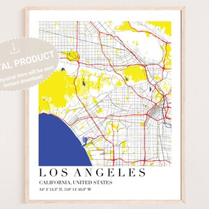 Arte digitale di Los Angeles / Download digitale di Los Angeles / Poster di Los Angeles / Stampa di Los Angeles / Mappa di Los Angeles / Arte della mappa di Los Angeles