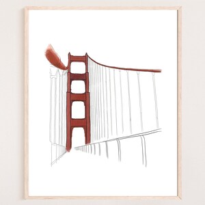 Golden Gate Bridge Drawing | Golden Gate Bridge Wall Decor | Golden Gate Bridge Art Print | Golden Gate Bridge Poster | San Francisco Poster