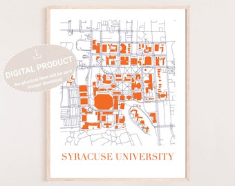 Siracuse Universitäts-Campus Karte, Siracuse Universität Merch, Graduierung Geschenk, Siracuse Wandkunst, Siracuse Universität Dekor