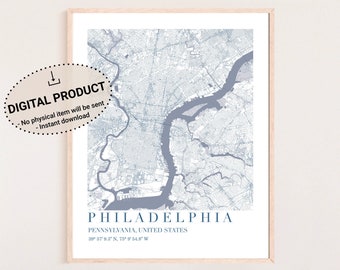Philadelphia map, Philadelphia map poster, Philadelphia map print, Philadelphia map digital, Philadelphia map art, Philadelphia map wall art