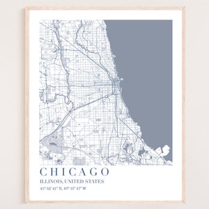 Impression de carte de Chicago | Art mural carte de Chicago | Art de la carte de Chicago | Affiche de carte de Chicago | Carte de l'Illinois de Chicago | Art de Chicago | Art mural carte de Chicago