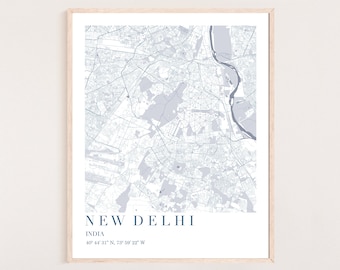 New Delhi, India Map Print Poster | India travel wall art modern | New Delhi city map print | Housewarming, office decor, home decor
