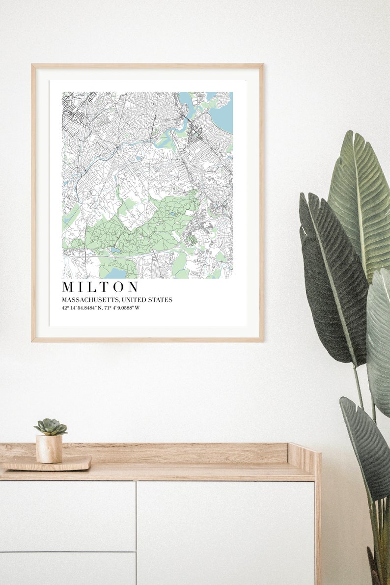 Milton MA Map Digital Download, Map of Milton Map, Map of Milton