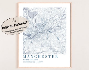 Map of Manchester city centre to print pdf, printable map of Manchester city centre, Manchester map print, Manchester England city poster