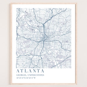 Atlanta Karte Drucken | Atlanta Karte Kunst | Atlanta Stadt Karte | Atlanta Karte | Atlanta Wand Kunst | Atlanta Wandbild | Landkarte Atlanta