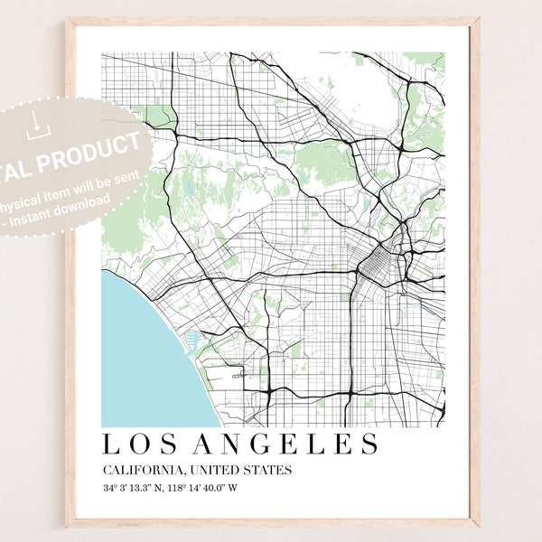 Los Angeles Digital Art | Los Angeles Digital Download | Los Angeles Poster | Los Angeles Print | Los Angeles Map | Los Angeles Map Art