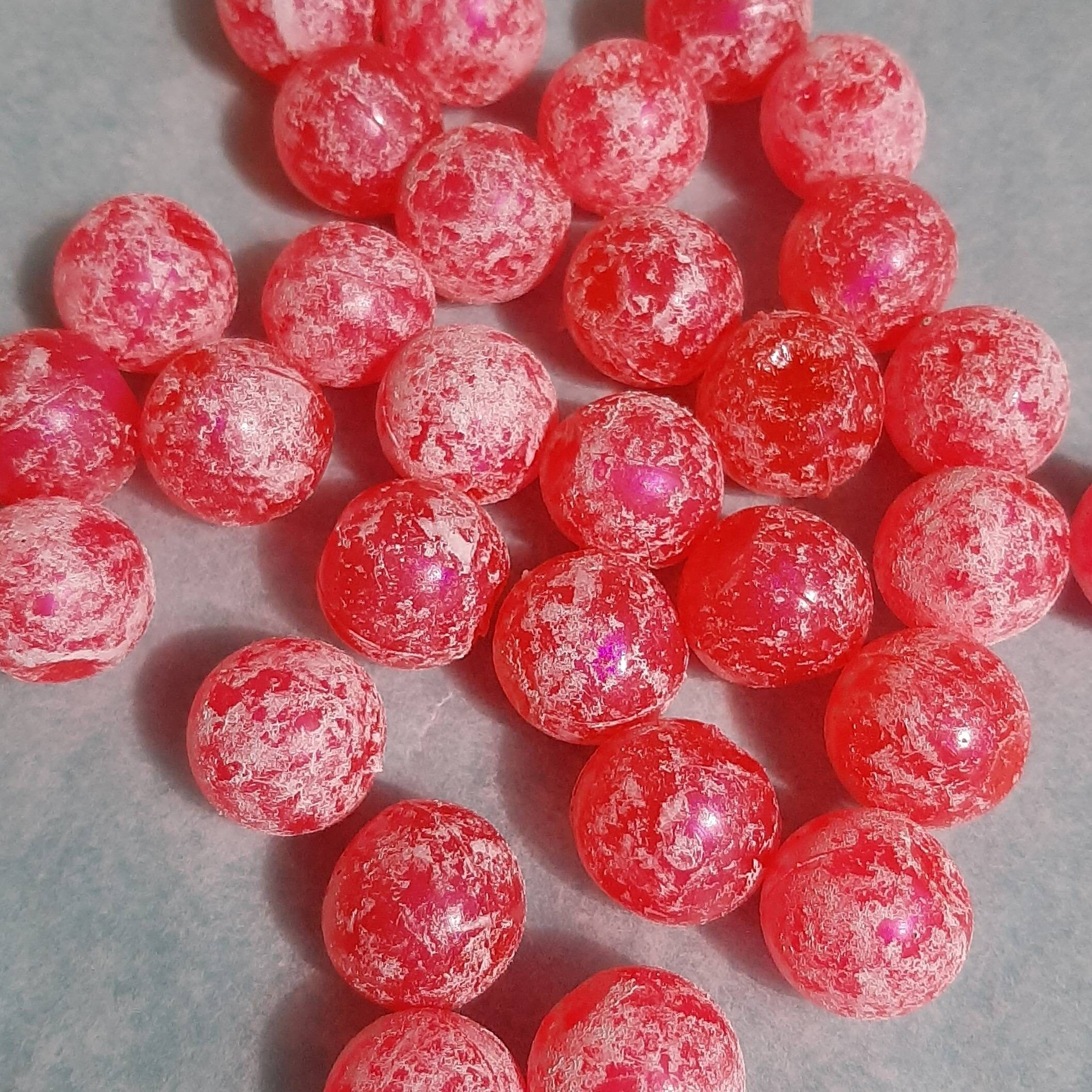 50 16mm UV and Night Glow Durable Softbeads. Mottled Hyperberry Artificial  Salmon Eggs for Steelhead and Trout Soft Plastic. 