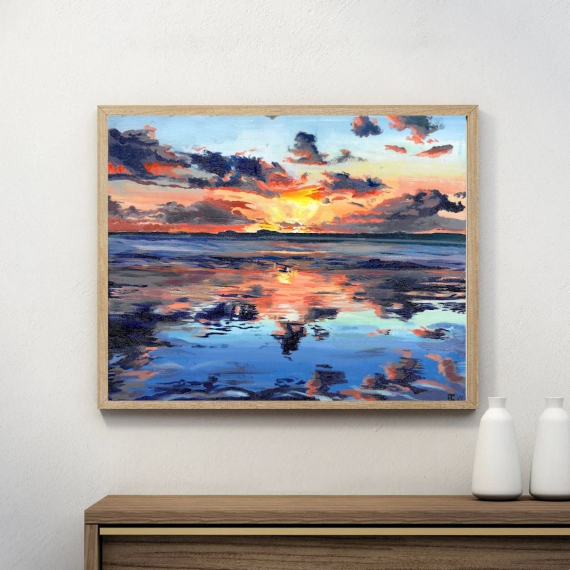 Ocean Sunset Painting Print Acrylic Painting Ocean Wall Art Fine Art