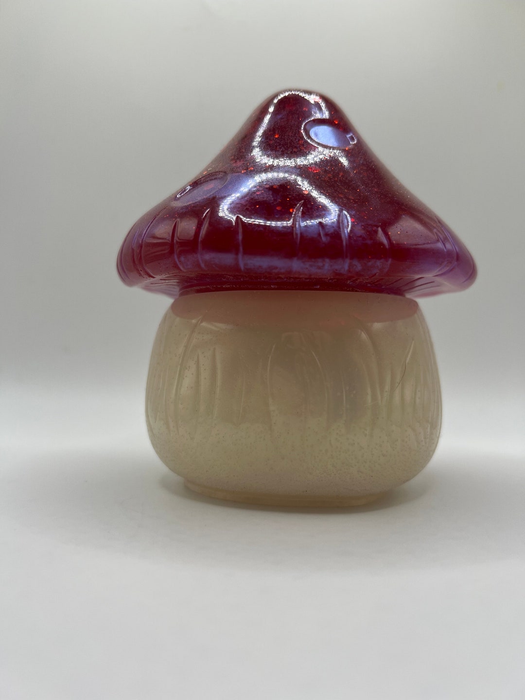 Mushroom Jar With Lid Made of Epoxy Resin Red Lid White Etsy