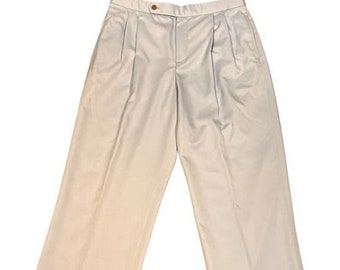 VTG Ralph Lauren Golf Wide Leg High Rise Pleated Trousers Pants Cuffs SZ 10 Blue