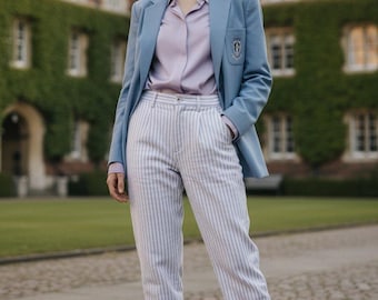 VTGLee High Rise Tapered Leg Hose Gr 28 Weiß Lila 80er Jahre Classic Streetwear