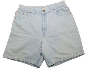 Vintage 90s High Rise Denim Shorts, Light Wash Baggy Chic