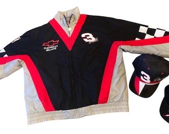 VTG 90s Dale Earnhardt Nascar Nutmeg Mills Racing Embroidered Jacket L #3 Hats