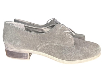 Chaussures richelieu à talons en cuir suédé Easy Spirit années 90 VTG 7,5 noires BCBG Academia