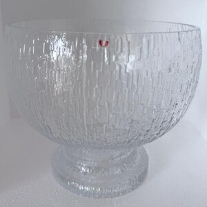 Vtg Iittala Finlandia Kekkerit Gran Tazón de Vidrio de Arte con Pies Scandi Timo Sarpaneva