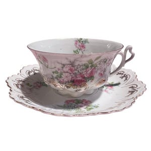 Vintage New Habsburg Austria Bone China Tea Cup Saucer Set White Floral Dainty