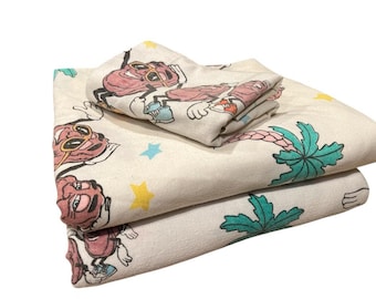 Set di lenzuola matrimoniali vintage anni '80 California Raisins Sears Nostalgic Refashion Kidcore